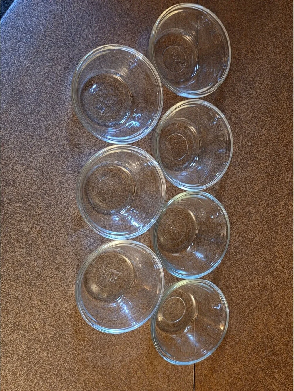 Vintage 1980s Anchor Hocking Clear Glass 6oz Custard Prep Bowls - Set of 7